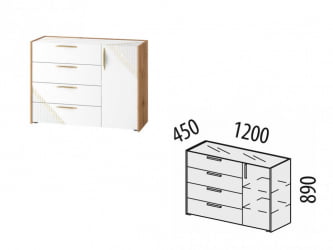 Комод Монако 903.23 Дуб Вотан / Белый шпон / Альпийский белый