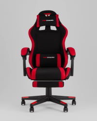 Кресло спортивное TopChairs Prophet с оттоманкой ткань черно-красный