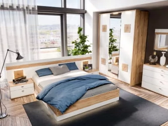 Кровать двуспальная 1600 с подъёмным механизмом Фиджи ЛД 659.078.000 Дуб Золотой Белый