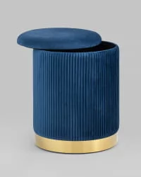 Пуф Шарлотта с ящиком велюр Синий