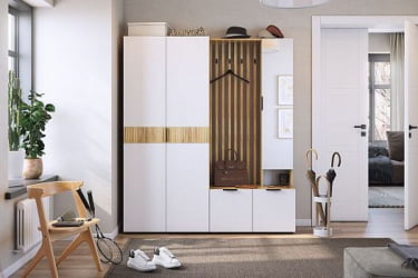 Шкаф двухдверный Бери MPR-024 Дуб крафт золотой/белое дерево