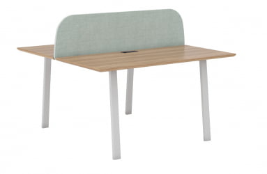 Рабочая станция на 2 места с тканевым экраном А-образные опоры 60х30 ЕCО142/А/60х30/ВХТ/АНТ.У003 +ЕCО501.ЗЕЛ / ECO142/А/60х30/WHT/ANT.U003 +ECO501.ZEL