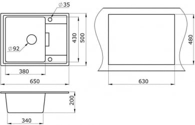 Кухонная мойка GRANULA 6503 Графит