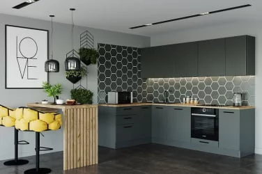 Гарнитур кухонный угловой 2600 Антрацит 2600х1600