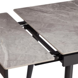 Стол обеденный Lord Grey/Лорд Грей столешница керамика (глянцевая) / опоры металл, серый/черный, (120+30+30)x80x75 см