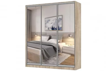 Шкаф-купе 3-х дверный Виктория 2000х584х2300, Дуб сонома светлый 20ДЗДЗДЗ-ЯЯПП-Дсс 310-3310