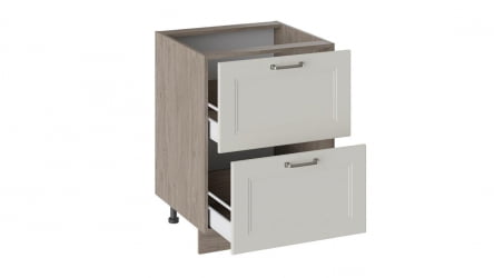 Шкаф напольный с 2-мя ящиками Одри Н2Я_72-60_2Я Дуб Сонома трюфель/Бежевый шелк