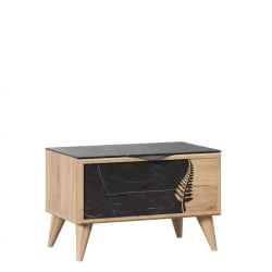 Тумба прикроватная правая Шелли ЛД 692.030.000 Дуб золотой Камень Пьетра чёрный