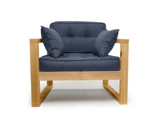 Диван для балкона одноместный DEmoku Д-1 небесно-голубой_натуральный