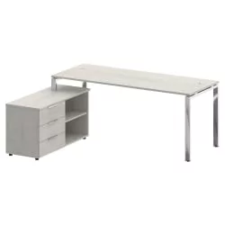 Стол рабочий руководителя с опорной тумбой левый METAL SYSTEM DIRECT БГ.СРТ-5.7 Л Дуб Наварра