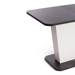 Стол обеденный GENT ЛДСП, 110-145x68,6x75,5 см, Мрамор Блэк Роял/Белый