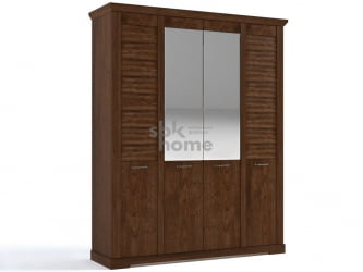 Шкаф 4-х дверный, Кантри (1860*558*2300) Орех Риббек темный, 11308 