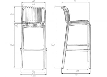 Стул барный ДОБРИН CХЛОЕ БАР (темно-серый) / DOBRIN CHLOE BAR