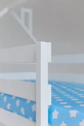 Детская кровать для мальчика двухъярусный белый с ящиками Звёзды