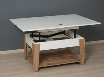 Журнальный стол-трансформер Агат 34 (03) Белый шпон-Дуб Вотан