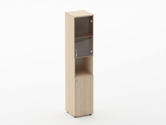 Шкаф высокий со стеклом и нишей Glassy 6.19.14Пр Бук светлый
