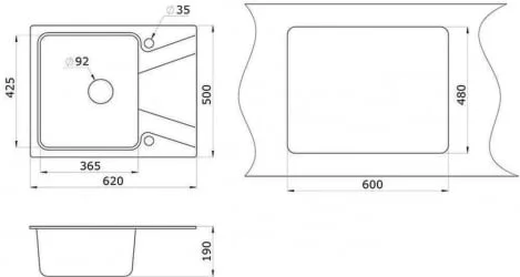 Кухонная мойка GRANULA 6201 Графит