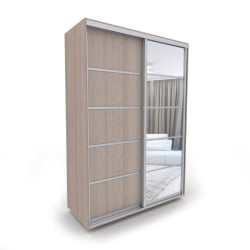 Современный шкаф-купе с зеркалом Акцент-Квадро Д 1400х600 Шимо светлый/хром