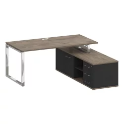 Стол руководителя с опорной греденцией, правый SHIFT SK.SRG-180 (R) Тиквуд Темный/Антрацит