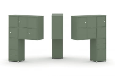 Надставка на стол высокая двухсторонняя + задняя стенка (8 шт.) + блок с 2-мя ящиками (2 шт.) + распашной фасад (6 шт.) CONCEPT CN.DNV-004 Кобо Белый металл