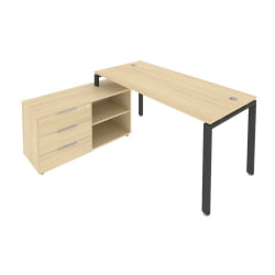 Рабочая станция на П-образном м/к с опорной тумбой левая Metal System Б.РС-СТС-2.4 Л Акация/Антрацит