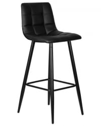 Стул барный ДОБРИН НИCОЛЕ (черные матовые ножки, черная экокожа (П-01)) 2 шт / DOBRIN NICOLE (P-01))