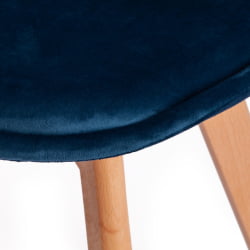 Стул TULIP SOFT (mod. 74) вельвет/дерево , 54 х 47 х 83 см , синий (HLR 63)/натуральный