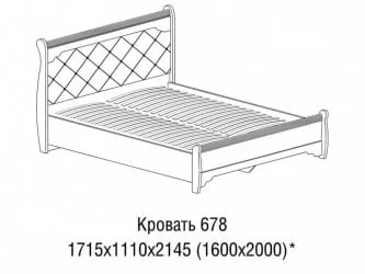 Кровать двойная 1600 с низкой спинкой Флоренция 678  Дуб гарвард бежевый