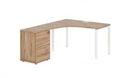 Стол эргономичный с тумбой левый EDIS EUCET 1318 L Дуб Денвер светлый Белый