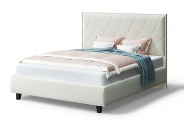 Кровать СОФИЯ 2000*1600мм (на опорах), велюр Бренди лайт 02 (серо-белый), (б/основания, б/матраса)