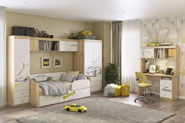 Письменный стол с полками и ящиками Форсаж MKF-05 Дуб сонома/белый