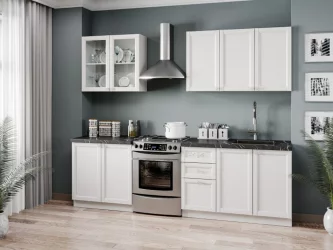 Шкаф кухонный 800 горизонтальный с 2 складными дверями комбинированный со стеклом Джулия ЛД 284.980.000.042 Белый