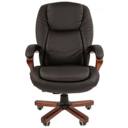 Кресло руководителя CHAIRMAN 408 кожа/экокожа, черный