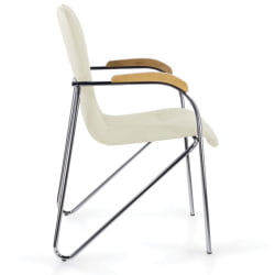 Кресло для приемных BRABIX Samba CF-105 BOX-2 хром каркас накладки бук, кожзам Бежевый