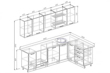 Гарнитур кухонный угловой 2600 Демо 2600х1600