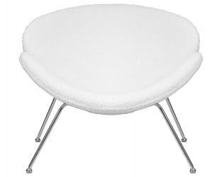 Кресло дизайнерское DOBRIN EMILY (белый (букле) ткань , хромированная сталь)