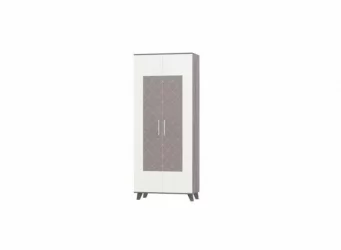 Шкаф двухстворчатый Элена Лайт 2 Ясень Черный Бодега Белый