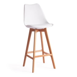 Стул барный TULIP BAR (mod. C1014H-1) пластик/дерево, 42 х 47,5 х 104 см, White (Белый) 70029/ натуральный