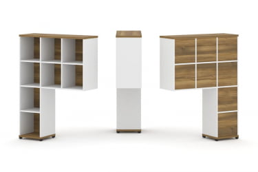 Надставка на стол высокая односторонняя + задняя стенка (8 шт.) CONCEPT CN.ONV-001 Сандал Янтарный Белый бриллиант Черный металл