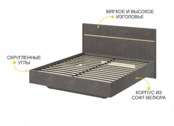 Кровать с подъемным механизмом Монако 902.36 Оникс Десерт серый