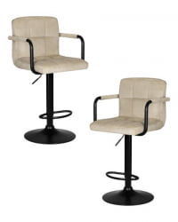 Стул барный ДОБРИН КРУГЕР АРМ БЛАCК (бежевый вельвет (ЛАР-Е2041-04)) 2 шт / DOBRIN KRUGER ARM BLACK (LAR-E2041-04))