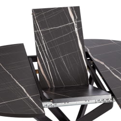 Стол MANZANA ЛДСП/HPL/металл, 100 х 100+30 х 75 см, Мрамор черный/черный