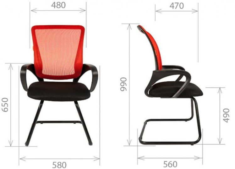 Кресло для посетителей CХАИРМАН 969 В (В) сетка черная/ткань черная / CHAIRMAN (V)_3