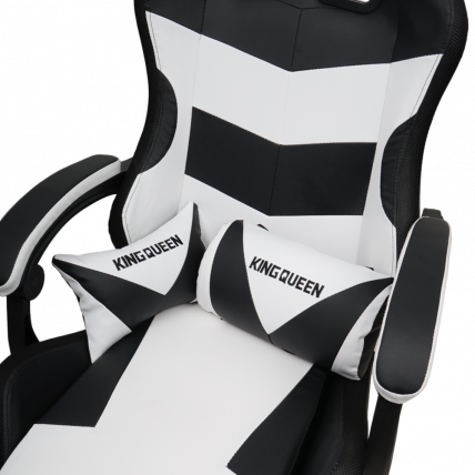 Кресло 908 KINGQUEEN цвет черный/белый с массажем и подсветкой 908-black-white-mass_7