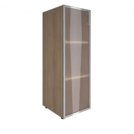 Шкаф книжный средний со стеклом в раме Lacobel без топа YALTA LT-SU 2.4L black Снежная Патина_0