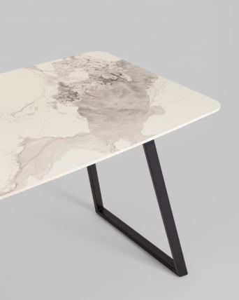 Стол обеденный Vermont 140*80 см керамика светлая ножки черные_6