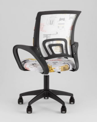 Кресло детское ТопЧаирс Симпле СН ДЖуниор принт Блуе Катс пластик черный / TopChairs Simple SN Junior Blue Cats_8