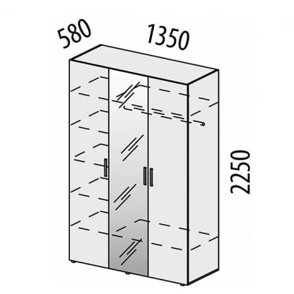 Шкаф трехдверный с зеркалом (лев/прав) Монако 903.12 Дуб Вотан / Белый шпон / Альпийский белый_6
