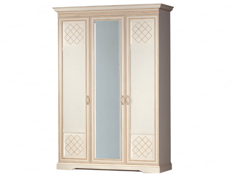 Шкаф трехдверный Парма 800 Кремовый белый Патина_0