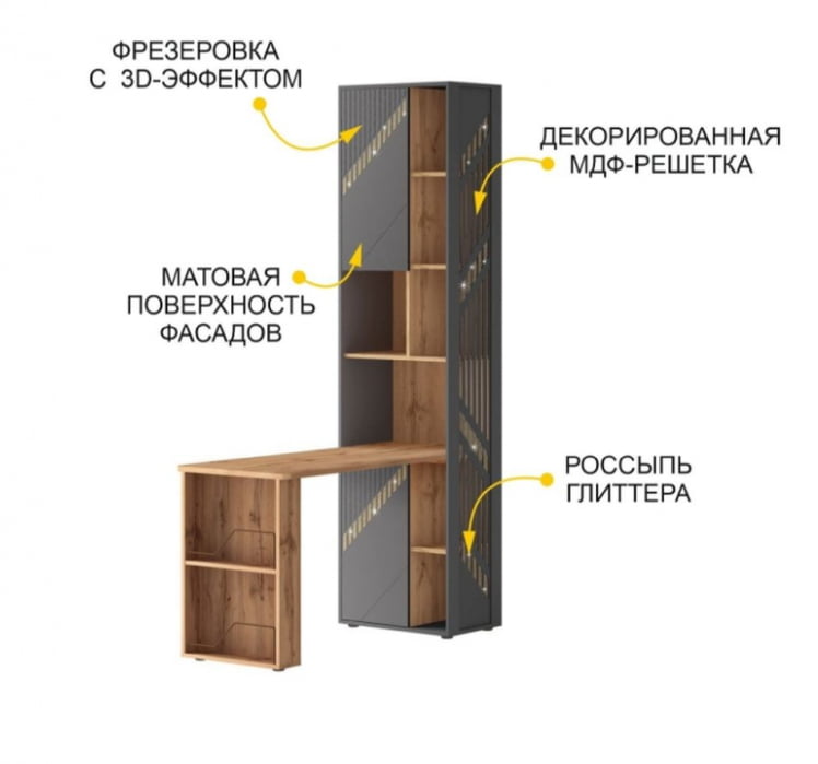 Стол-стеллаж (лев/прав) Монако 903 302 Дуб Вотан Оникс Графит_4